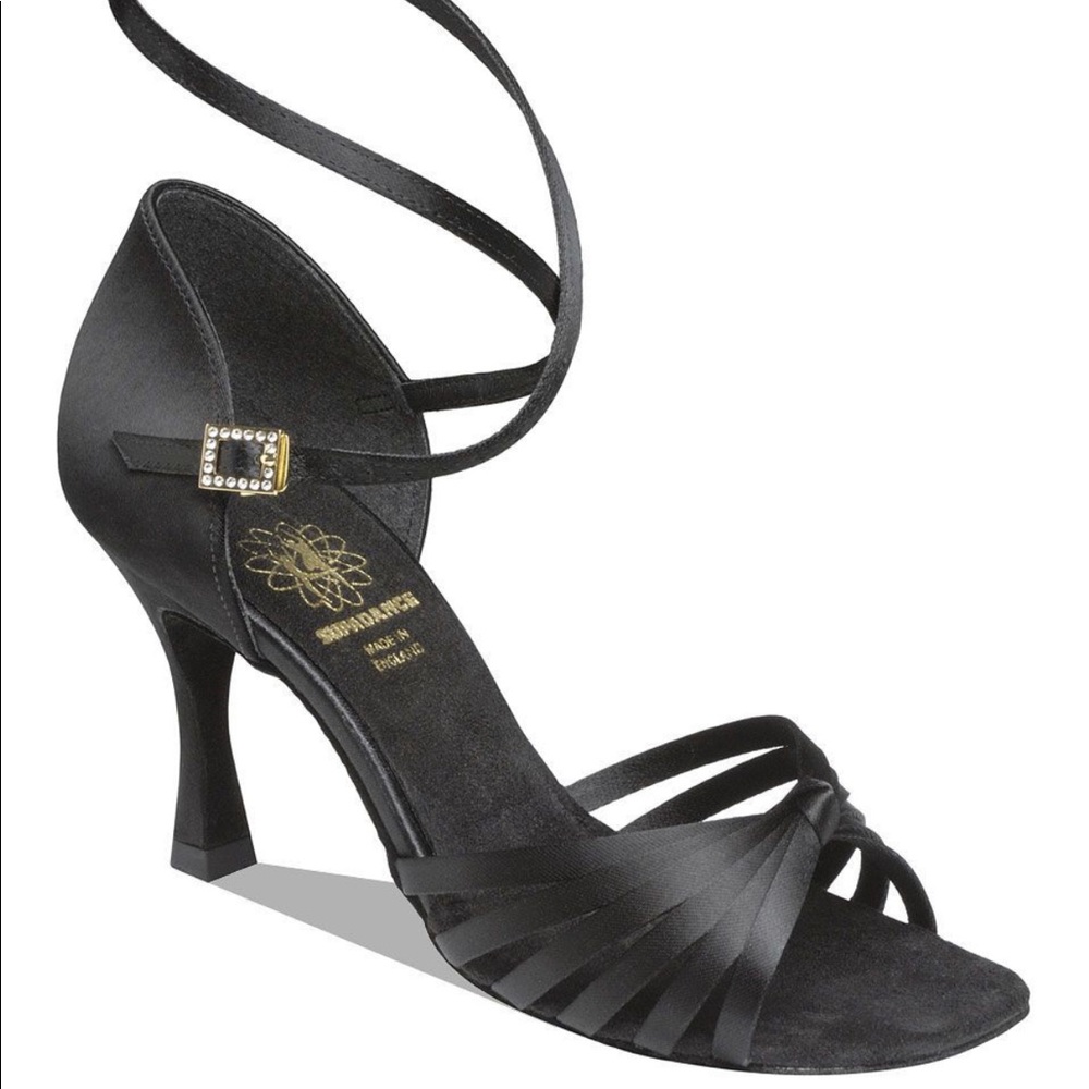 Supadance Latin Ballroom Dance Shoes - Black Satin